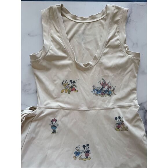 Disney Classic Friends cream wrap tennis dress high neck sleeveless mini built i - Picture 6 of 7